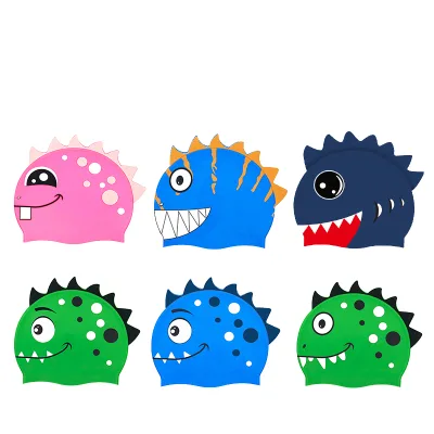 369 JW-YY94 Child Printed Silicone Waterproof Swimming Cap with Ear Protection Comfortable Fit Large Underhead Design-GuangDong