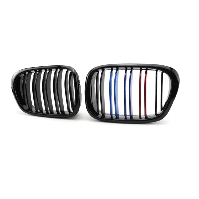 SMART STAR Auto Parts Dual Slat Front Bumper Grille ABS M Color Style Car Mesh Grille HME39-202 for 5 Series E39 2002-2004