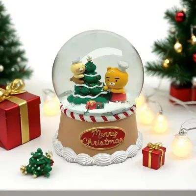 Joyful Christmas Snow Globe - 65mm Custom Resin Keepsake with Festive Tree & Characters