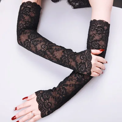 Wholesale Unisex All Seasons Summer Sun Protection Gloves Ice Lace Arm Sleeves Driving Arm Covers Long Sleeves