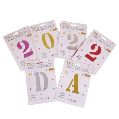 16"/32"/40" Number Foil Balloons With Individual Custom Card Package Helium Balloons for Happy Birthday Wedding Decoration