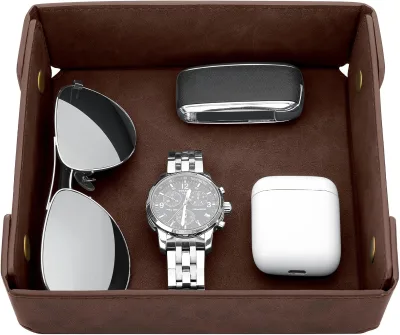 Faux Leather Valet Tray Organizer Entryway Table Key Wallet Watch Coin EDC Jewelry Valet Tray Basket Organizer