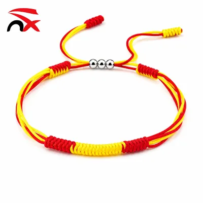 Wholesale Custom Woven Spain Country Flags Bracelet Women with Adjustable Size Rope for Promotional Gift