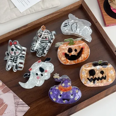 New Halloween Hair Clip Funny Pumpkin Ghost Grabbing Shark Clip for Women Spooky Party Hair Accessory