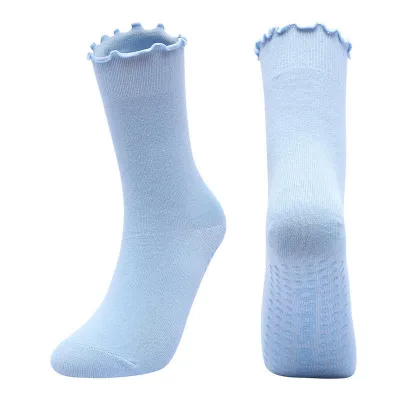 2024 Hot Selling High Quality Premium Yoga Pilates Socks Ruffle Fashionable Design Socks Women