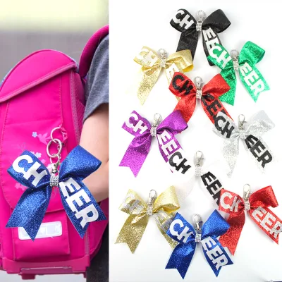 Support custom handmade Cheer Bow Keychains for Girls Sequin Bow School Cheer Bow Accessories
