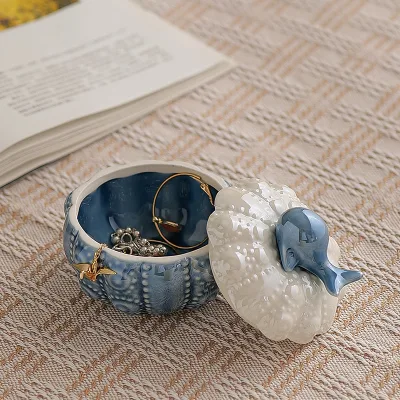 Wholesale New Creative 3D Whale Jewelry Box Ceramic Jewelry Container Storage Custom Luxury Jewel Trinket Box Ring Necklace Box