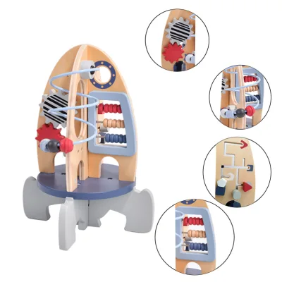 Multifunctional Wooden Beaded Toys Sensory & Intelligent Educational Rocket Science Game for Children Complete Learning Set