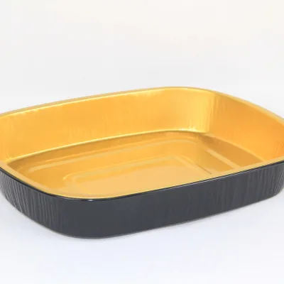 Disposable Aluminum Foil Cupcake Wrapper Gold And Gold Baking Standard 2000ml Certified Aluminum Foil Trays