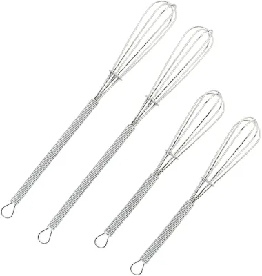 Eco-Friendly Durable Stainless Steel Manual Whisk 4 Sizes Option Egg Beater Tool Multipurpose Dishwasher Safe Convenient Coffee