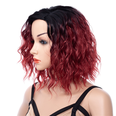 14 Inch Short Water Wave Wigs Hair Suppliers Synthetic Hair Ombre Natural Black Short Bob Women Wigs Short Hair Jinhua Wig