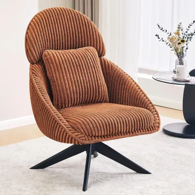 360 Degree Swivel Quick Assemble General Seating Chair Modern Armchair Side Chair with Headrest Bedroom Chair with Metal Legs