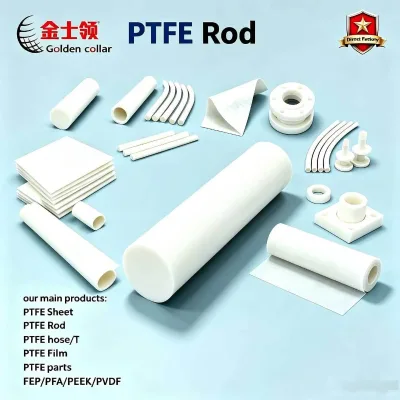 Self-Lubricating PTFE Rod, High Temperature Chemical Resistant Round Bar for CNC Machining, Bushings, Seals & Insulators