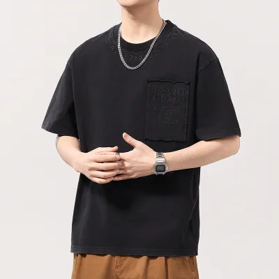 Breathable Plain Tops Blank Mens T Shirt Short Sleeve T Shirt Loose Fit Men T Shirt Summer
