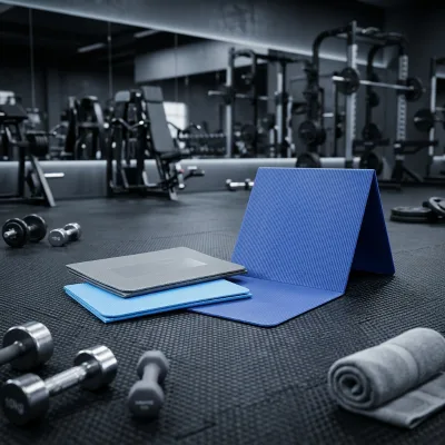Folding Yoga Mat Rectangle Blue Gray Foldable Exercise Mat for Gym Workout Training
