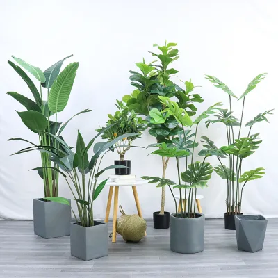 Nordic Style Simulation Green Plant Traveler Banana Thin Stem Large Leaf High-end Floor Potted Simulation Plant Landscaping