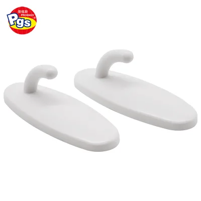 Heavy Duty Coat Hooks Wall Mounted for Hat Hardware Hanger with 2 Adhesive Plastic Hook White Color