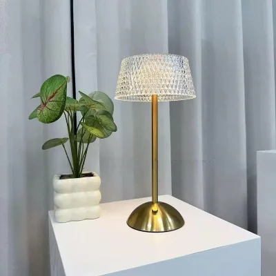 Modern Minimalist Office Book Room Led Table Lamp Flower Acrylic Atmosphere Night Light Rechargeable Cordless Dimmable Lighting