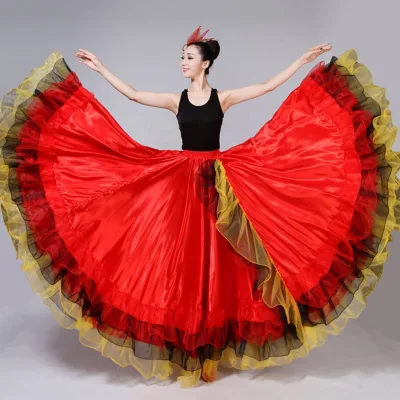 Spanish Bullfighting Dance Skirt, Half-length Skirt, Belly Dance Skirt, Large Flare Skirt, Opening Dance Performance Costume