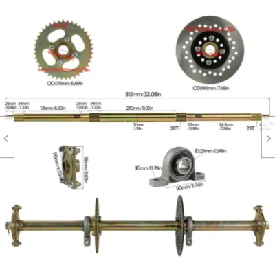 32" Go Kart Rear Live Axle Kit, Brake Assembly, 420 Clutch Chain Buggy ATV Cart