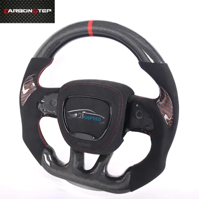 Custom Racing Steering Wheel for American Muscle Cars | Forged Carbon Fiber + Alcantara | Red Stitching