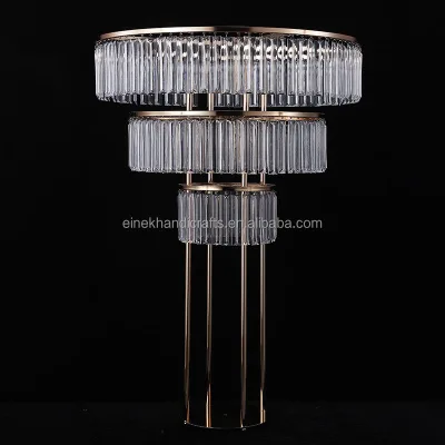 3 Tier Crystal Flower Stand with Iron Frame for Wedding Aisle and Stage Decor
