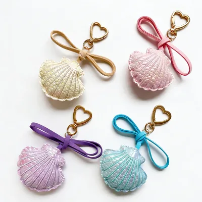 New Creative PU Leather Ocean Shell Keychains Fashion Bag Accessories Mobile Phone Car Hanging Shell Keychain