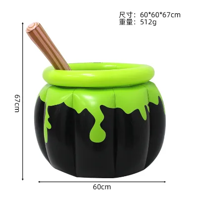 PVC Inflatable Witch Cauldron Ice Bucket Halloween Party Drink Cooler Beverage Tub for Beer Cola Pool Party Decoration