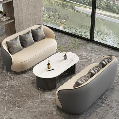 Nordic Luxury Leisure Office Sofa Light Reception Tea Table Beauty Salon Chair Combination for Hotel Sales Office Negotiation