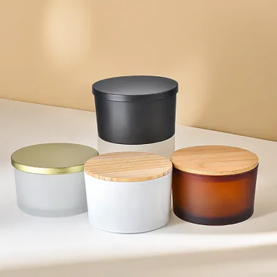 Home Decor Wide Mouth Glass Candle Cups 140ml 400ml 500ml Transparent Scented Candlestick Glass Jars for Candle Making