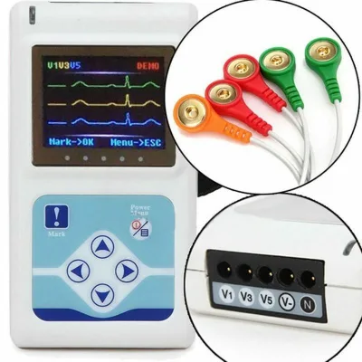 3-Lead ECG Holter System with Blood Pressure Monitor Electric Plastic Heartbeat Holter