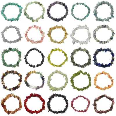 Natural Irregular Crystal Bracelet Handmade DIY Beaded Stretch Wristband for Women Healing Crystal Jewelry