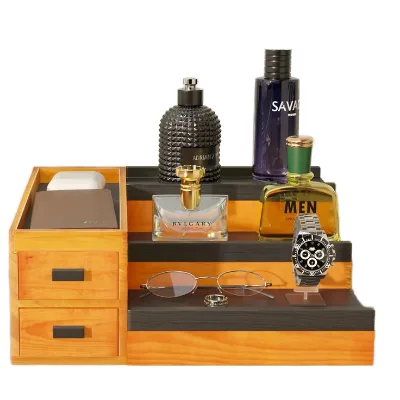 2024 Custom Multifunctional Wood Desktop Storage Box Stationery Organizer