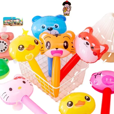Small Children's Inflatable Hammer Dog Toy Cartoon Balloon Baby Knocking Stick Whistle Bell Punishment Props Made Durable