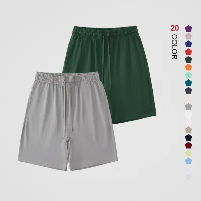 275GSM Heavyweight Combed Cotton Plain Unisex Kids Shorts Elastic Waist Drawstring Custom Logo Casual Short