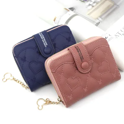 Cheap Price Women's Short Wallets Zipper Buckle Purse love Print Pu Women Card Bag Manufacturer Wholesale