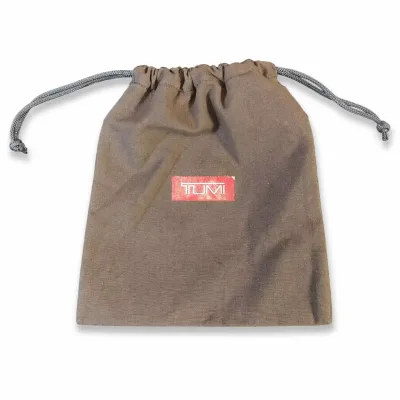 Cream Organic Cotton Canvas Drawstring Pouch Custom Black Logo Wooden Bead Tassel Biodegradable Dust Bag Perfume Shampoo Gift