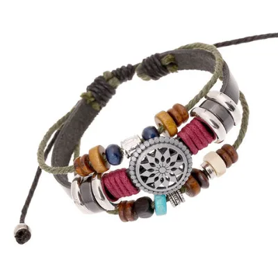Vintage personality cowhide bracelet fashion temperament everything beaded leather bracelet new bracelet
