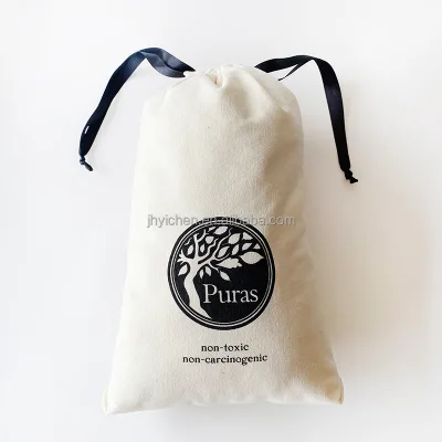 Custom Logo Natural Cotton Long Boots Bag Drawstring Canvas Boys Hoodies Pouches for Dust