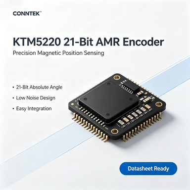 CONNTEK KTM5220 QFN3x3 21-bit AMR Magnetic Angle Encoder IC 0.015 INL 60000RPM ABZ UVW PWM/SPI Output Mini BLDC Motor 3.3-5.5V