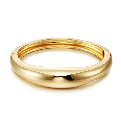 18k Gold Plated Zinc Ally Rings Women Smooth Circular Minimalist Vintage Jewelry Women's Bracelets Bangles Type