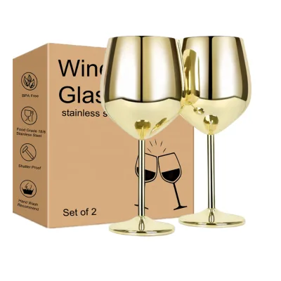 Wholesale 304 Stainless Steel Wine Glasses 18 oz Wine Glasses, Metal Stemmed Glasses Champagne Glasses for Weddings and Parties