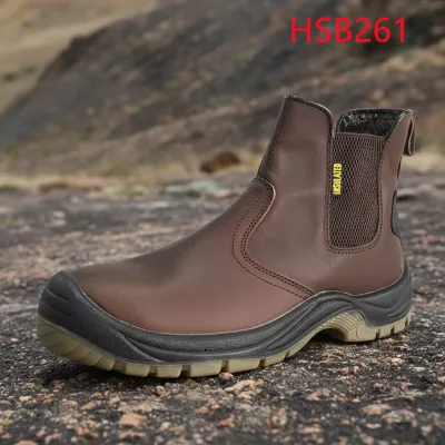 LXG,railway Building Brown Crazy Horse Leather Lace-free Safety Boots Israel Security Footwear with Supporting System HSB261