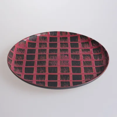 Earth Origin Vintage Style Reactive Glazed Red Ceramic Plate Christmas Dessert Dinner Plate Set Porcelain Decor Dishes