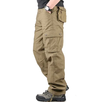 Factory Wholesale Mens Hunting Cargo Pants Multi Pockets Loose Work Trousers For Outdoor Hiking Labor Protection Cross Border