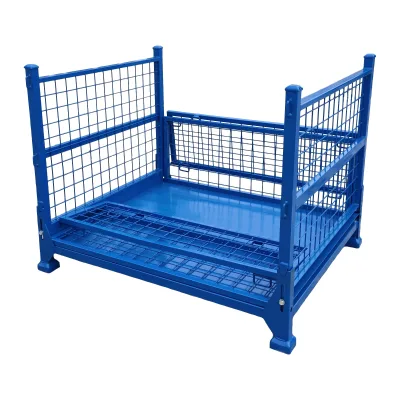 Customized Heavy Duty 1200kg Metal Pallet Storage Rack Best Price Metal Basket Stacking 4-layer Logistics Handling Storage Cage