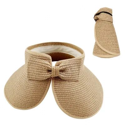 Summer Foldable Sun Straw Hat Portable Outdoor Sunshade Beach Hat With Wide Brim