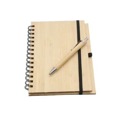 Hot Selling Custom Bamboo Cover Sprial Journal Notebook Eco Friendly Recycled Wood Diary Notebook