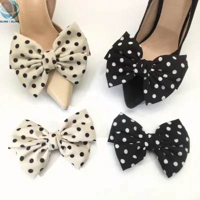 Concise Bowknot Fabric Design Shoe Clips Buckles Shoes Decorations for Ladies Heels