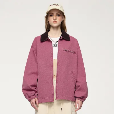 QUICKSHOW Stock Vintage Detroit Twill Cargo Zipper Pocket Jacket Color Fade Coat Jacket for Men